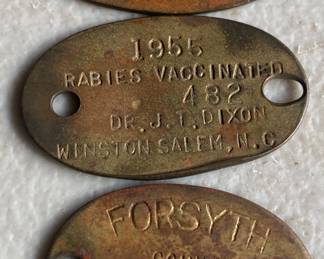 1950's Rabies Vaccination Tags Winston Salem, N.C.