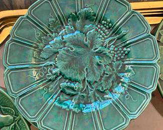 Green Majolica Grape Plate