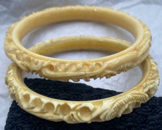 Carved Bone Dragon Themed Bracelets