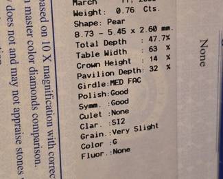 European Gemological Lab appraisal and authenticity paperwork on ring