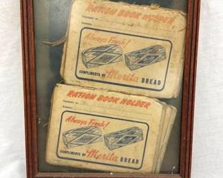 FRAMED MERITA BREAD RATION BOOK HOLDER