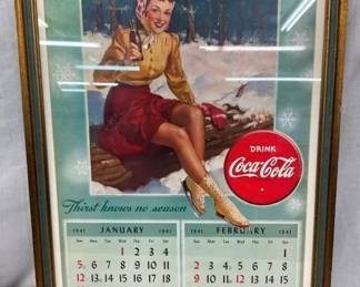 1941 FRAMED COKE CALENDAR