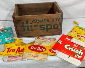 WOODEN CANADA DRY BOX, OLD STOCK CARTONS