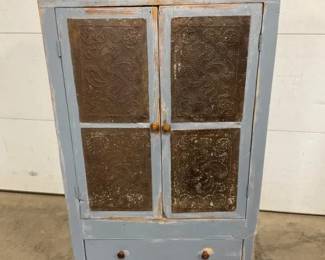 4 PUNCH TIN PIE SAFE W/ DRAWER