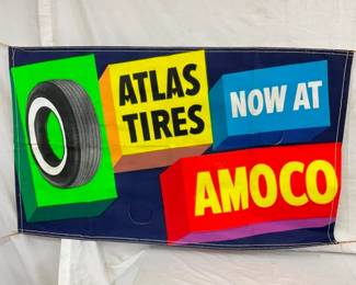 OLD STOCK ATLAS AMOCO DEALER BANNER