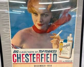 FRAMED CHESTERFIELD CALENDAR 1958