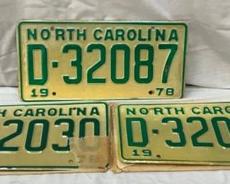 1978 NC LICENSE TAGS