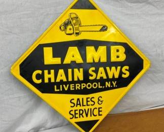 OLD STOCK LAMB CHAIN SAWS DEALER SIGN