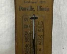 EARLY WOODEN NATURAL BANK THERM.