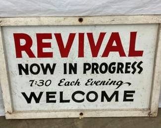 TIN WOODEN FRAMED REVIAL WELCOME SIGN
