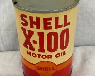 1QT. SHELL X-100 MOTOR OIL CAN