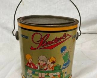 EARLY TIN 2 1/2LBS SATIN CANDIES TIN