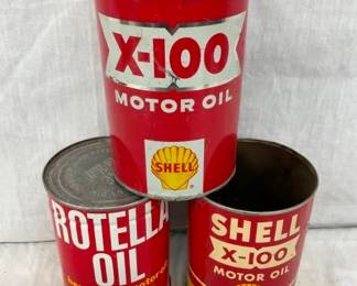 1QT X-100 SHELL, PREMIUM, ROTELLA CANS