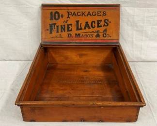 EARLY WOODEN 10C LANCES COUNTER BOX