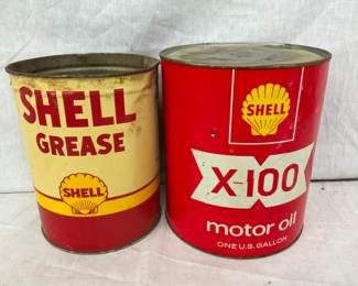 5LBS AND 1G. SHELL GREASE AND OIL CANS