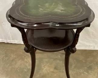 LEATHER TOP MAH. SIDE TABLE