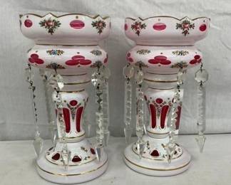 13" VICTORIAN LUSTER PARLOR LAMPS