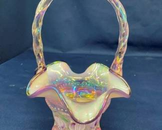 8" ARTIST SIGNED FENTON BASKET