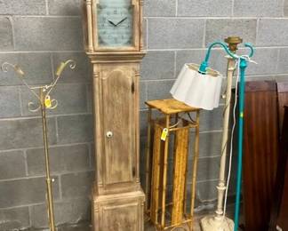 GRANDFATHER CLOCK, FLOOR LAMPS