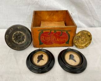 WOODEN PEACH BOX W/ DOOR KNOBS