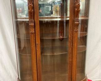 OAK TRIPLE CURVED CHINA W/GRIFFINS
