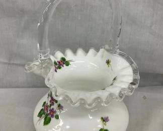 7" FENTON ARTIST SIGNED BASKET