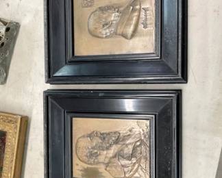 PAIR ARTIST SIGNED METAL PICTURES 10X12