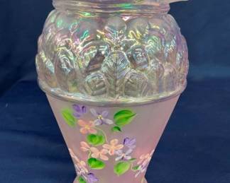 8" FENTON OPALESENT ARTIST SIGNED VASE