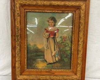 OAK FRAME PINKY PICTURE 26X30