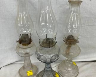 17-20IN. PATTERN GLASS OIL LAMPS