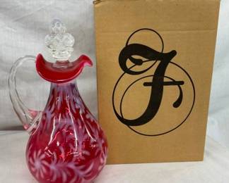 12" FENTON CRANBERRY PITCHER W/ORIG. BOX