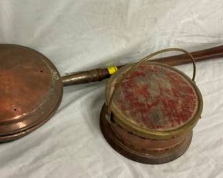 COPPER BED WARMER AND FOOT WARMER