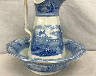 13" 1850'S BOWL AND PITCHER SET