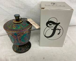 9" FENTON BLACK BERRY COMPOTE W/ BOX