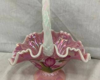 9" FENTON ARTIST SIGNED BASKET