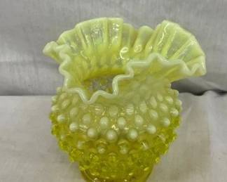 5" FENTON HOBNAIL VASOLINE VASE