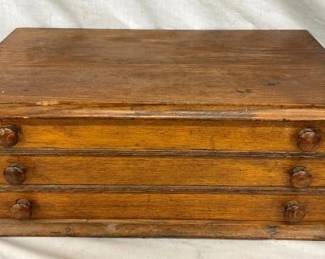 OAK 3 DRAWER SPOOL CABINET