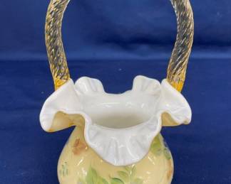 7" FENTON ARTIST SIGNED BASKET