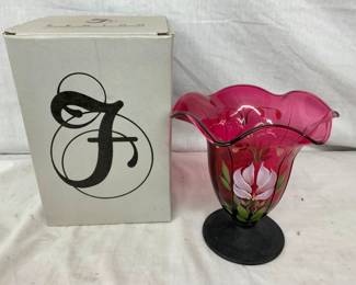 9" FENTON ARTIST SIGNED VASE W/ ORIG.BOX