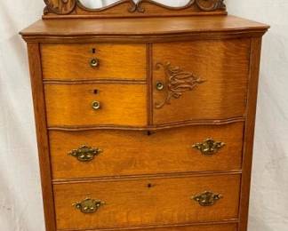 OAK SERPENTINE FRONT HIGHBOY CHEST