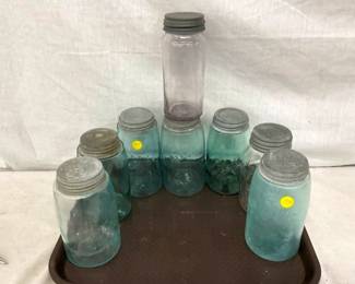 LOT JARS MASON,BLUE CLEAR