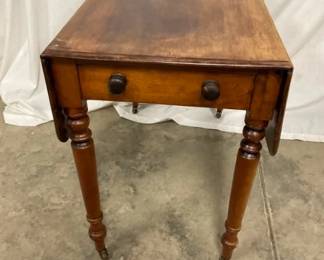 EARLY WALNUT DROP LEAF TABLE W/DRAWERS