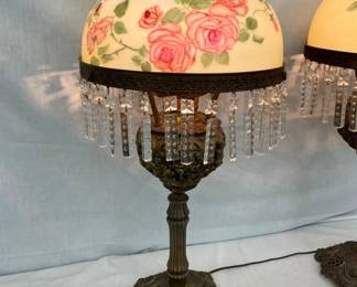 HANDPAINTED SHADES W/ ORNATE BASE
