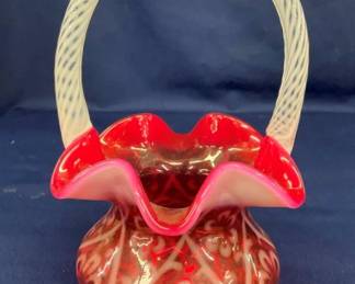 8" FENTON ARTIST SIGNED BASKET