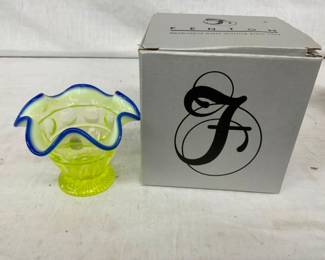 4" FENTON VASOLINE GLASS W/ ORIG. BOX