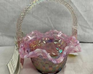 7" FENTON BASKET W/ ORIG. TAG