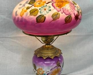 30" HANDPAINTED VICT. PARLOR LAMP