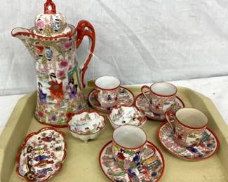 ORIENTAL CHOC. SET HAND DECORATED