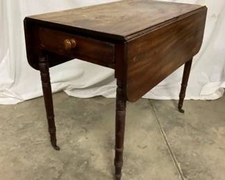 WALNUT DROP LEAF TABLE W/DRAWER