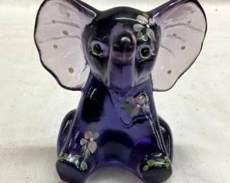 ARTIST SIGNED FENTON ELEPHANT 3 1/2"